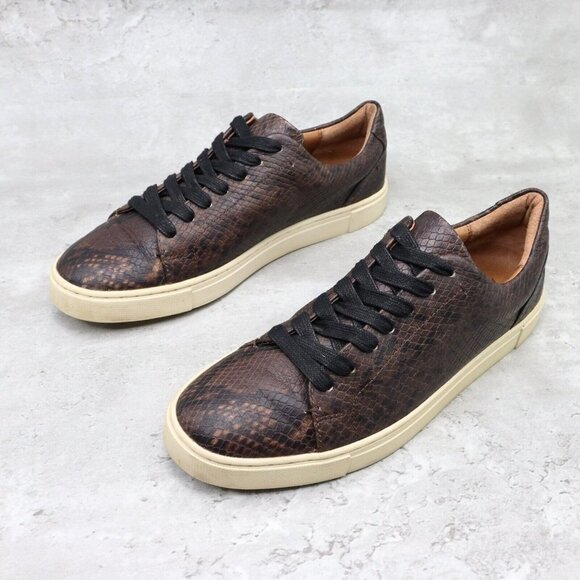FRYE Ivy Low Womens Size 8M US Dark Brown Snake Embossed Leather Shoes Sneakers‎ - Picture 5 of 13